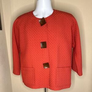 Chicos Spring Swing Jacket Wooden Button Accent Buttons Women's Size 10